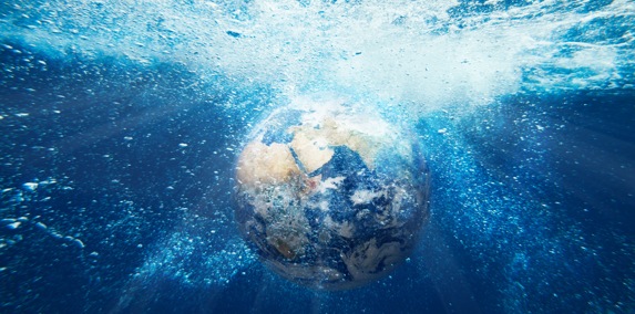 alt="Illustration graphic globe under water "