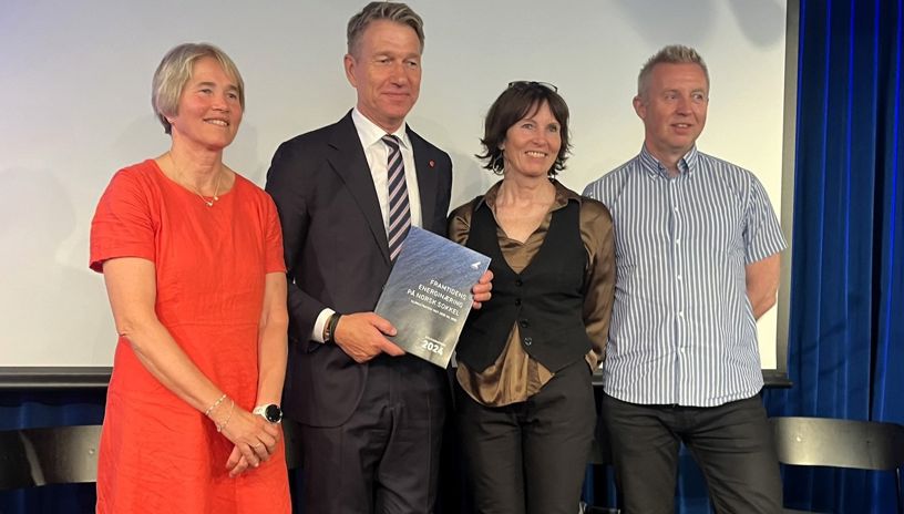 lansering av KonKraft-rapporten 2024 fra venstre: Anne Jorunn Møkster, Terje Lien Aasland, Hildegunn T. Blindheim og Frode Alfheim